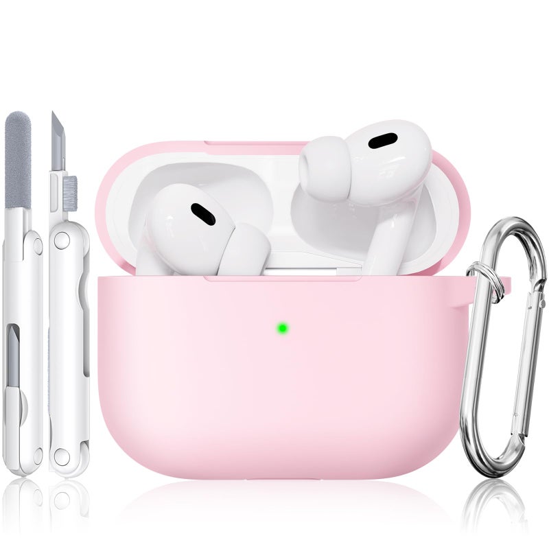 TNSNK for AirPods Pro 2 Case Pink, TNSNK Soft Silicone iPod Pro Case for Airpods Pro 2nd/1st Generation (2023/2022/2021), with Cleaning Kit & Keychain for Women Girly, Shockproof - Image 1