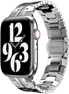 Fekra Stainless Steel Band for Apple Watch Ultra Band 49mm 45mm 44mm 42mm, Metal Strap with Folding Clasp for Apple Watch Series 9 8 7 6 5 4 for Men