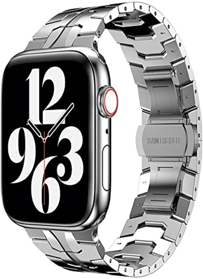 Generic - Fekra Stainless Steel Band for Apple Watch Ultra Band 49mm 45mm 44mm 42mm, Metal Strap with Folding Clasp for Apple Watch Series 9 8 7 6 5 4 for Men - Image 1