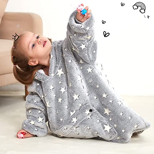 KFUBUO Wearable Blanket Hoodie for Kids Toddlers Sherpa Blanket Sweatshirt With Pocket Cute Hoodies 2-6 Year Old Girl Boy Birthday Gifts - Image 4