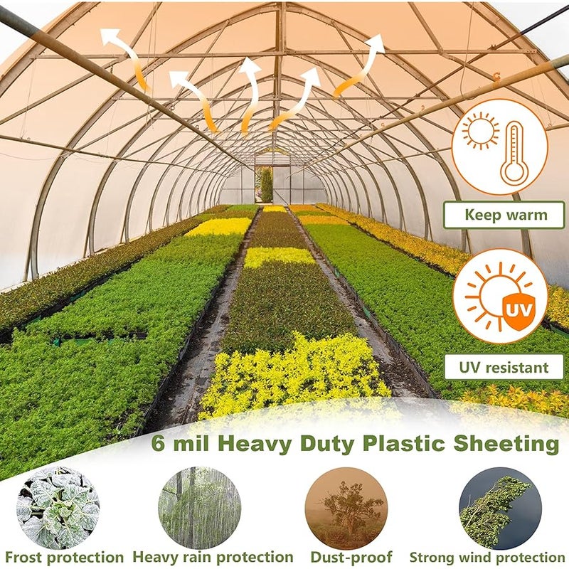 chicarry Greenhouse Plastic Sheeting, 12ft x 25ft 6 mil Clear Greenhouse Film, UV Resistant Plastic Sheeting Heavy Duty, Polyethylene Green House Plastic Cover for Farms, Garden, Agriculture - Image 5