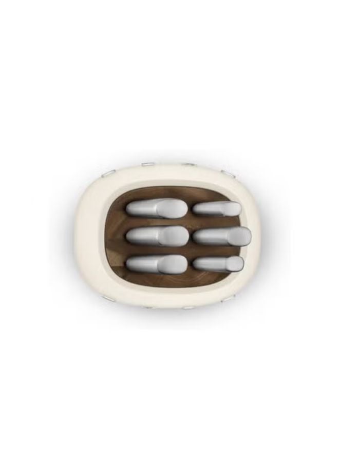 Smeg, KBSF02CR Knife Block, 6 Knives Included in Stainless Steel, Stainless Steel Block Body and Knife Slot, Acacia Wood, Cream - Image 3