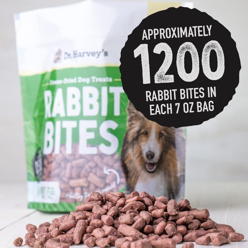 Dr. Harvey's Rabbit Bites Freeze-Dried Raw Dog Treats, Single Ingredient, All-Natural Rabbit Meat Protein for Dogs, Allergen-Free, 7 Ounces (1 Pack) - Image 4