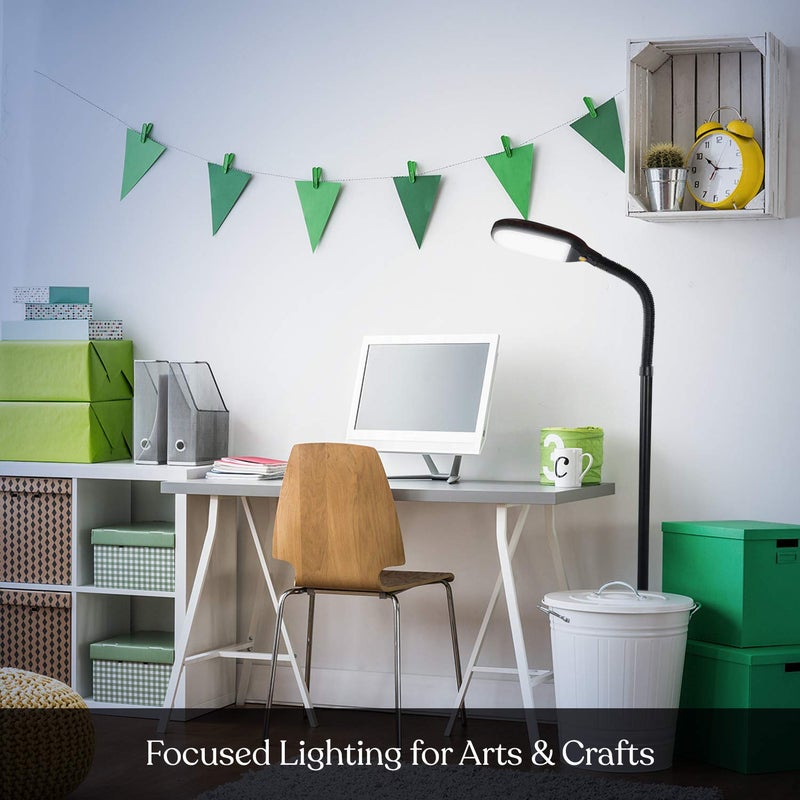 Brightech Litespan - Bright LED Floor Reading Lamp for Over Chair Crafts and Reading, Estheticians' Light for Lash Extensions, Adjustable Standing Lamp for Living Room, Bedroom, Office - Havana Brown - Image 4