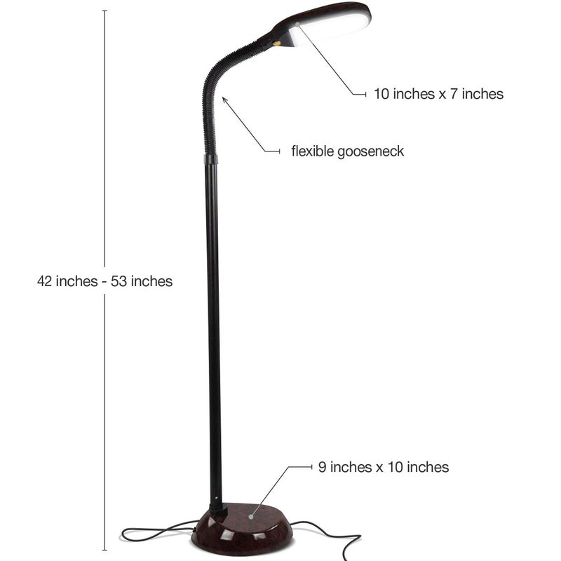 Brightech Litespan - Bright LED Floor Reading Lamp for Over Chair Crafts and Reading, Estheticians' Light for Lash Extensions, Adjustable Standing Lamp for Living Room, Bedroom, Office - Havana Brown - Image 2