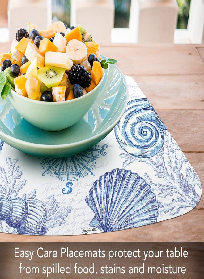 CounterArt Coastal Sketch 4 Pack Wedge Shaped Reversible Easy Care Placemats Made in The USA Vibrant Colors Reversible Easily Wipes Clean - Image 5