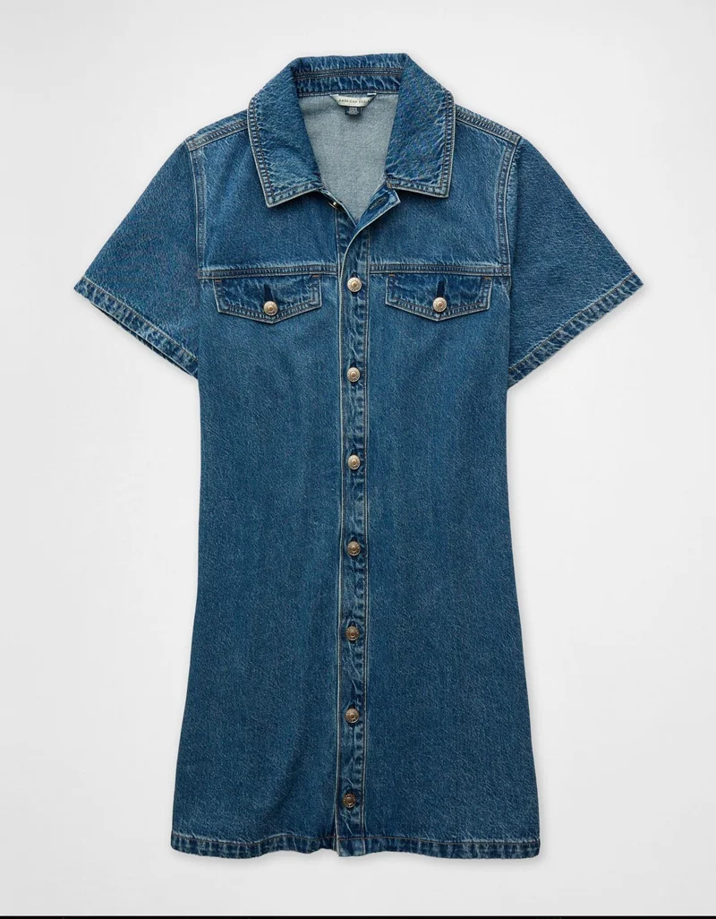 American Eagle  AE Mini Denim Shirt Dress for Women | Best Price UAE