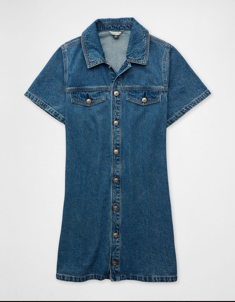 American Eagle AE Mini Denim Shirt Dress - Image 5