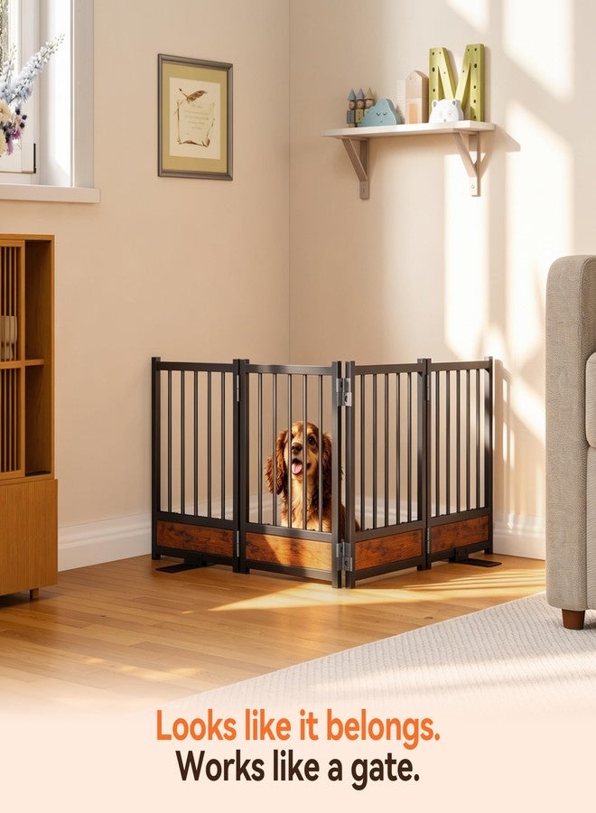 Znnam Dog Gate for Small Dogs, 15.7" Short No Drill Foldable Reinforced Base Pet Fence, Heavy Duty Step-Over Doorway Puppy Barrier, Anti-Tip Metal Frame, Supports 200+ lbs, Black - Image 4