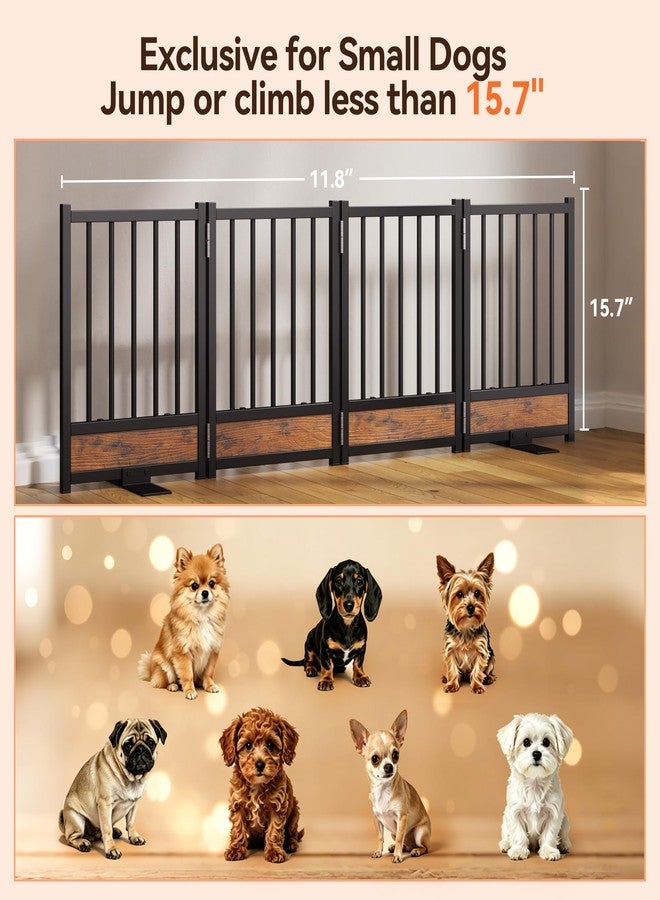 Znnam Dog Gate for Small Dogs, 15.7" Short No Drill Foldable Reinforced Base Pet Fence, Heavy Duty Step-Over Doorway Puppy Barrier, Anti-Tip Metal Frame, Supports 200+ lbs, Black - Image 2