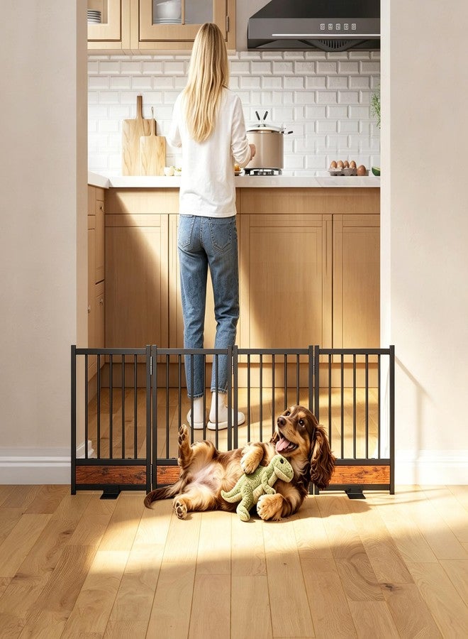 Znnam Dog Gate for Small Dogs, 15.7" Short No Drill Foldable Reinforced Base Pet Fence, Heavy Duty Step-Over Doorway Puppy Barrier, Anti-Tip Metal Frame, Supports 200+ lbs, Black - Image 1