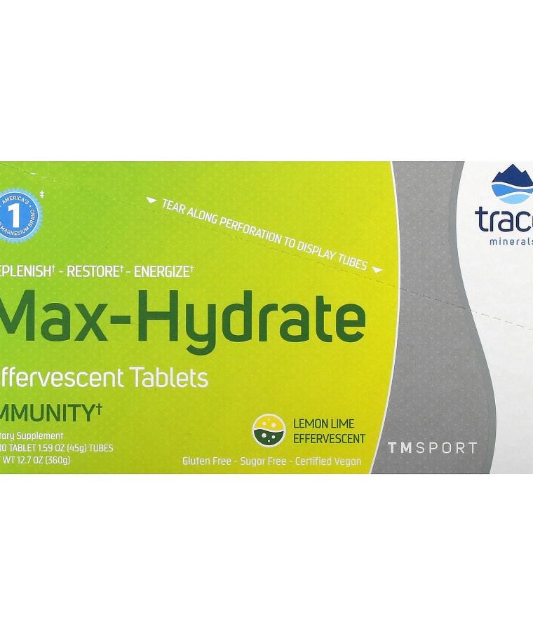 TM Sport Max-Hydrate Immunity Effervescent Tablets Lemon Lime 8 Tubes 10 Tablets Each