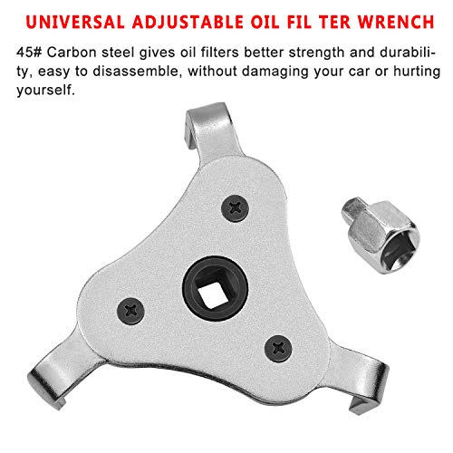 Bolaxin Universal Adjustable Oil Filter Wrench From 2-1/2" to 4.5" Wrench 3 Jaws Oil Filter Wrench Tool Set Remover Socket (Silver) - Image 5