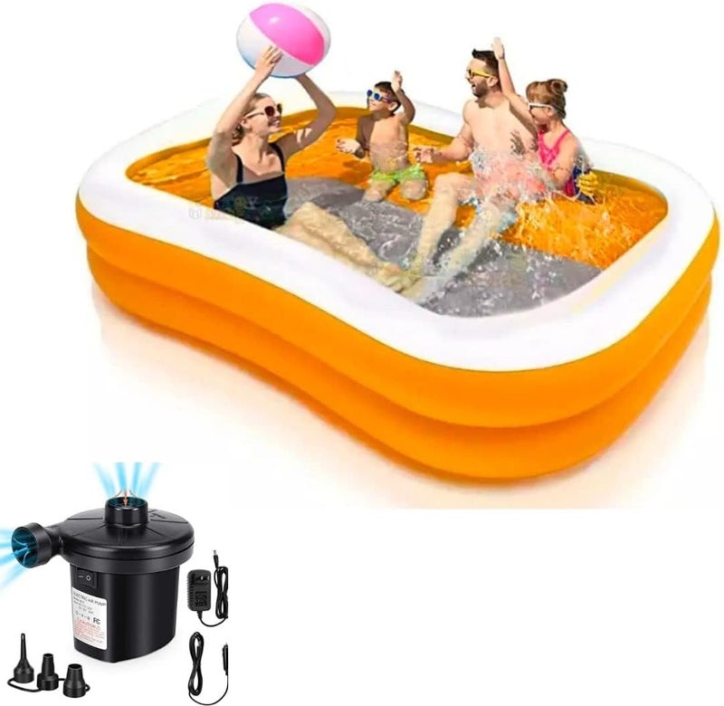 LONGMIRE 7 ft Portable Inflatable & Foldable Kids Swimming Pool with Heavy Air Pump Baby Bath Tub Water Pool for Kids and Adults Outdoor & Indoor Kids Bathing Tub - Multicolor - Image 1