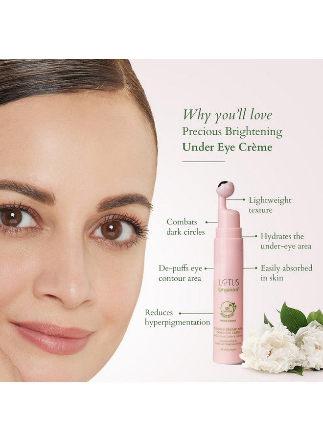 Lotus Organics+ Precious Brightening Under Eye Cream | With Cooling Massage Roller | Reduces Puffiness & Dark Circles | Preservative Free | Sulphate & Paraben Free | All Skin Types | 15G  - Image 5