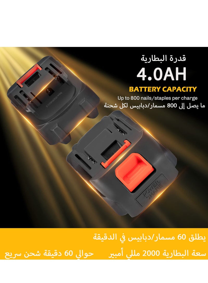 جيرزون مسدس دبابيس لاسلكي من جير زون 21 فولت مع شاحن سريع وبطارية ليثيوم، 1000 مسمار مستقيم و1000 مسمار كود معبأة في حقيبة أدوات - Image 2