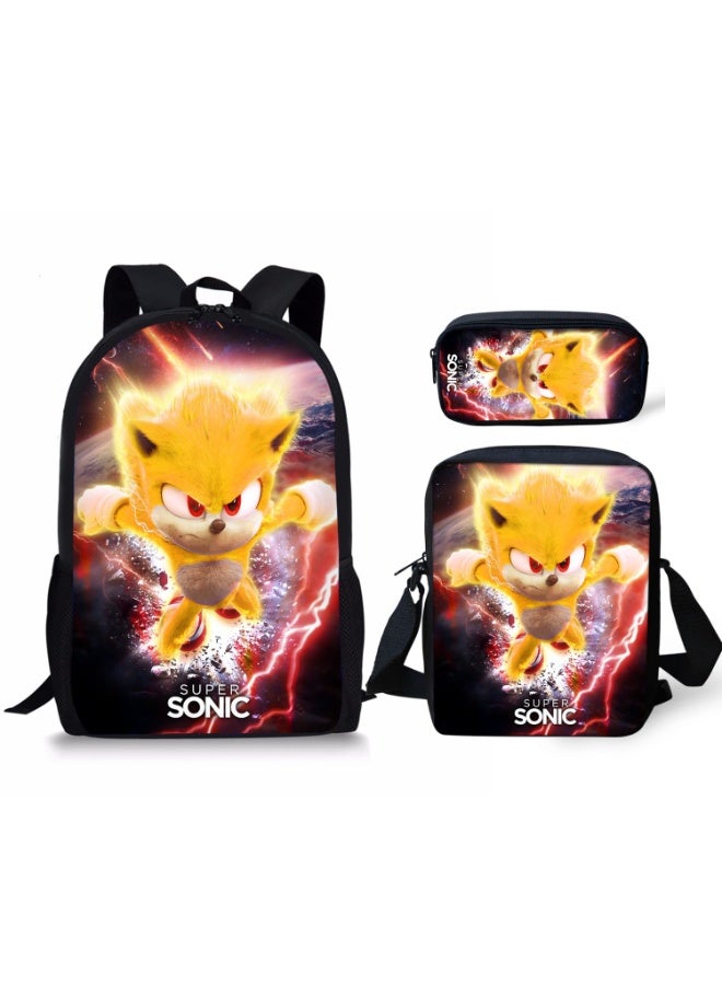 SONIC backpack pencil case satchel three-piece suit men and women leisure sports travel backpack student school backpack - Image 1
