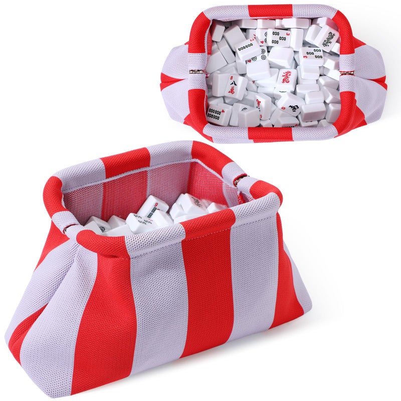 Sunnymove Mahjong Tile Bag Mahjong Empty Bag Crochet Purses Mah Jong Accessories and Gift for Women Game Lover Summer Vacation SuppliesPinkPink - Image 2