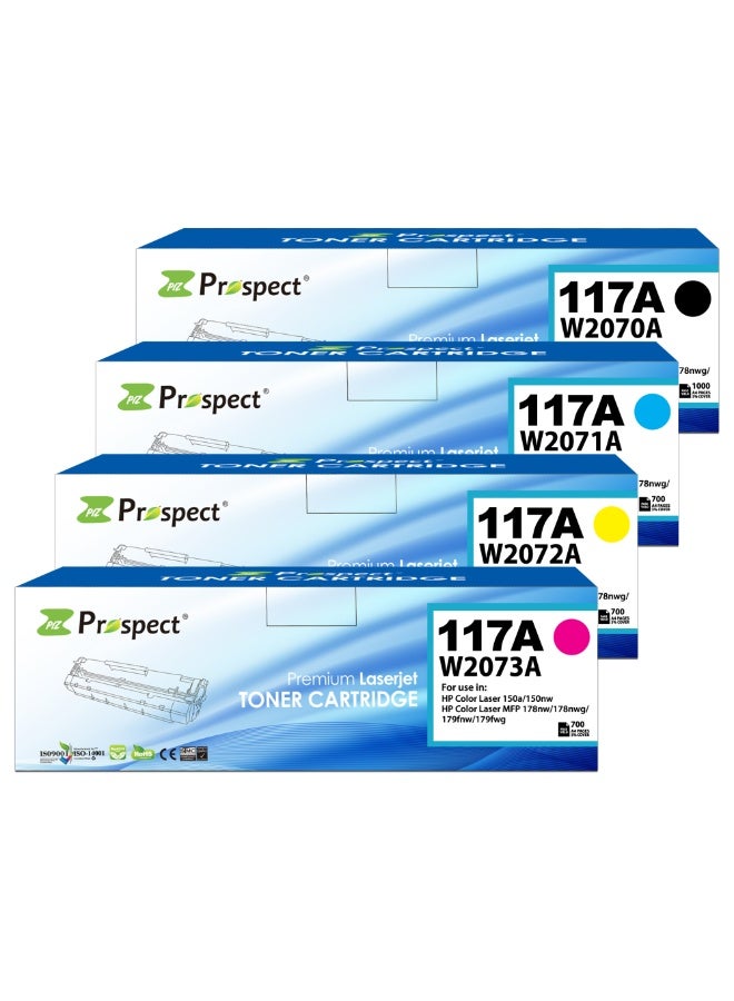 Prospect HP 117A Toner Cartridge Set Compatible with W2070 W2071 W2072 W2073 for HP Color Laser Printers 150a 150nw MFP 178nw 178nwg 179fnw 179fwg Ideal for Everyday Printing and Home Office Use - Image 2