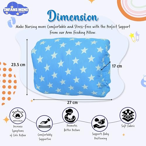 Infans Mini Nursing Arm Pillow, Breast Feeding Pillows for Mother, Bottle Feeding Pillows for Babies Suitable for Travel (Star Blue) - Image 4