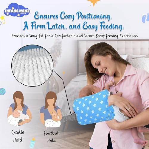 Infans Mini Nursing Arm Pillow, Breast Feeding Pillows for Mother, Bottle Feeding Pillows for Babies Suitable for Travel (Star Blue) - Image 3
