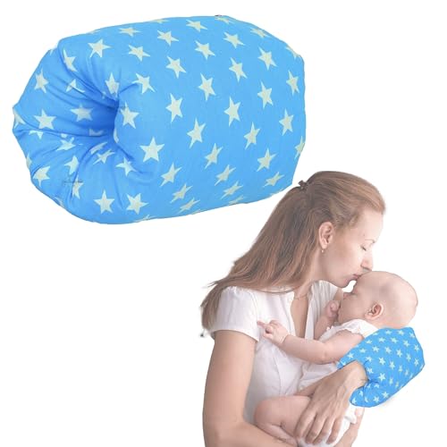 Infans Mini Nursing Arm Pillow, Breast Feeding Pillows for Mother, Bottle Feeding Pillows for Babies Suitable for Travel (Star Blue) - Image 1