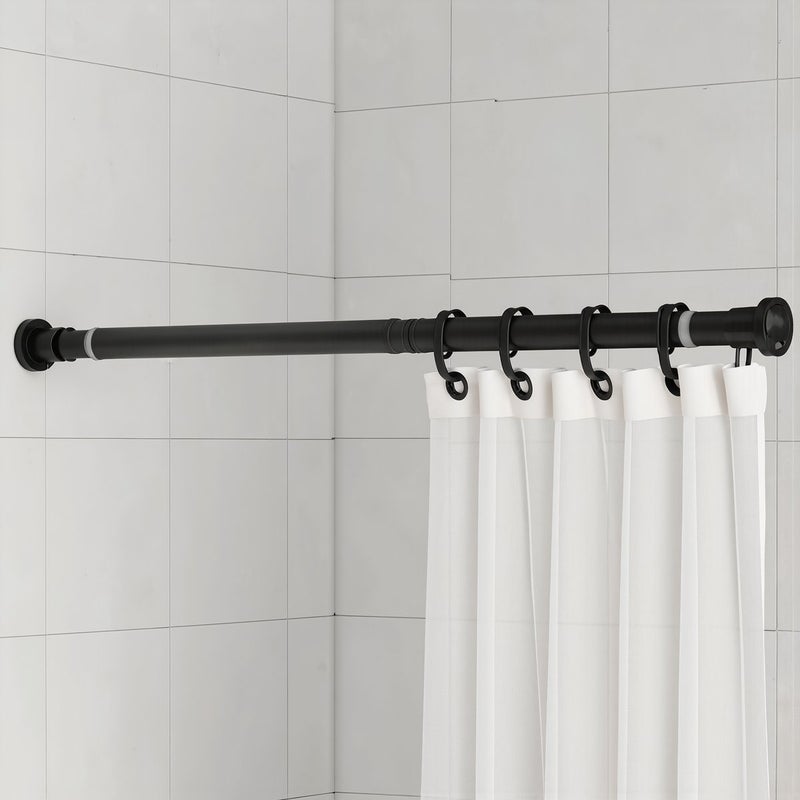 Multi Use Tension Curtain Rod 80-105 Inch Black No Drill For Bathroom Window Doorway Closet - Image 2