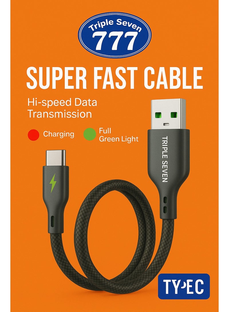 777 Triple Seven T7-106 Super Fast Charging Cable 60W Type-C – High-Speed Data Transmission - Image 3