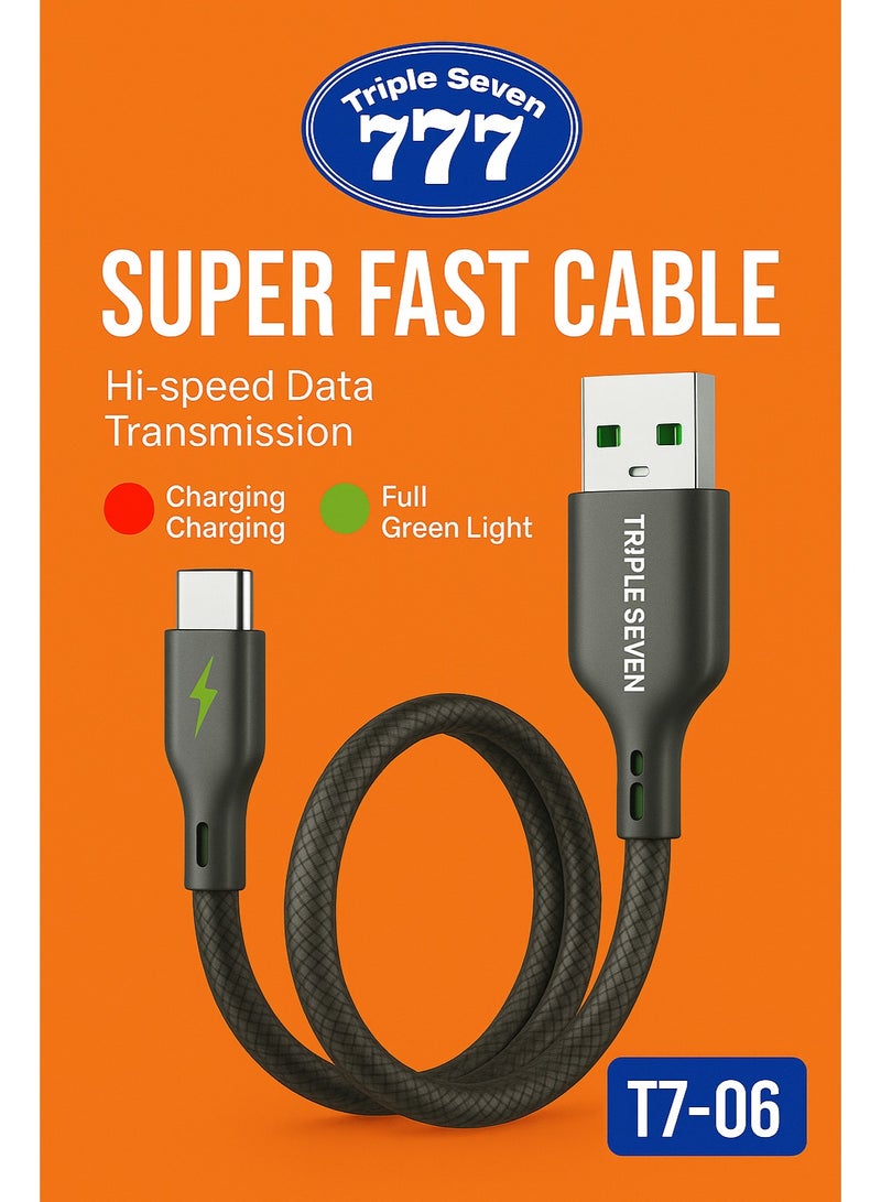 777 Triple Seven T7-106 Super Fast Charging Cable 60W Type-C – High-Speed Data Transmission - Image 2
