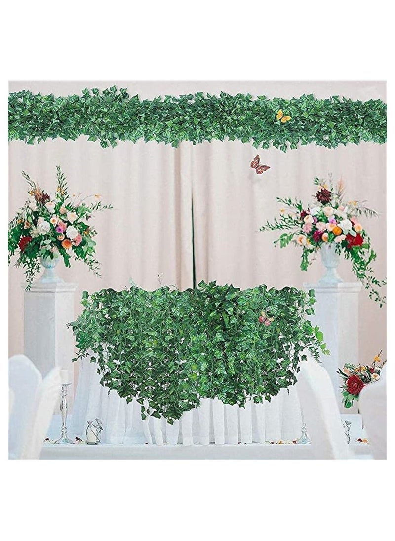 BLOOMING TIME - 12 Pcs Artificial Ivy Leaf Vine Garland 87 ft for Home Kitchen Garden Wall Decor - Image 1