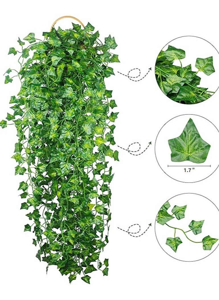 BLOOMING TIME - 12 Pcs Artificial Ivy Leaf Vine Garland 87 ft for Home Kitchen Garden Wall Decor - Image 1
