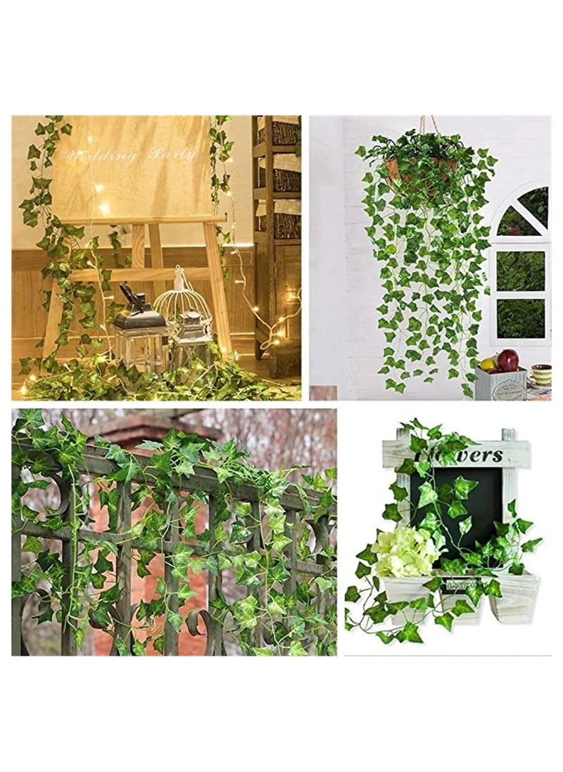 BLOOMING TIME - 12 Pcs Artificial Ivy Leaf Vine Garland 87 ft for Home Kitchen Garden Wall Decor - Image 1