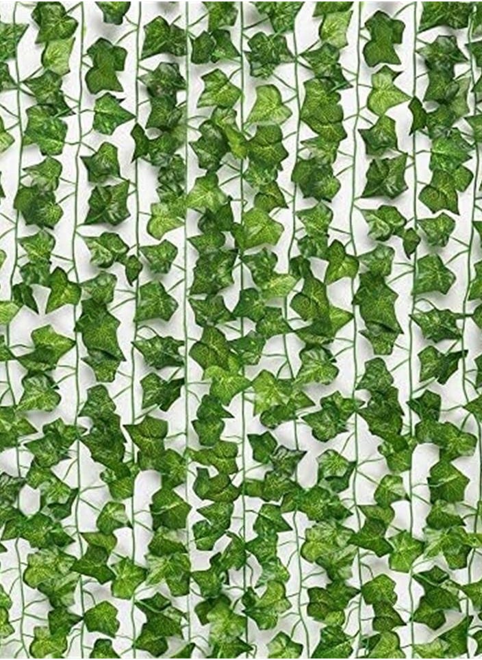 BLOOMING TIME - 12 Pcs Artificial Ivy Leaf Vine Garland 87 ft for Home Kitchen Garden Wall Decor - Image 1