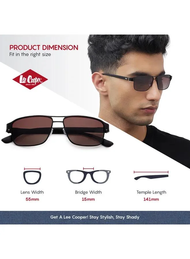 Lee Cooper Polarized Sunglasses Grey Frame Matte Black Mirror Lens 55mm  - LC1214C01
