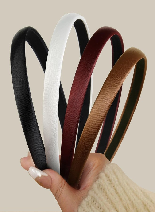 AIBFRID Headbands for Women Non Slip Thin Satin Hairbands Trendy Headband for Women's Hair Cute Vintage Hair Accessories 4 PCS - Image 1