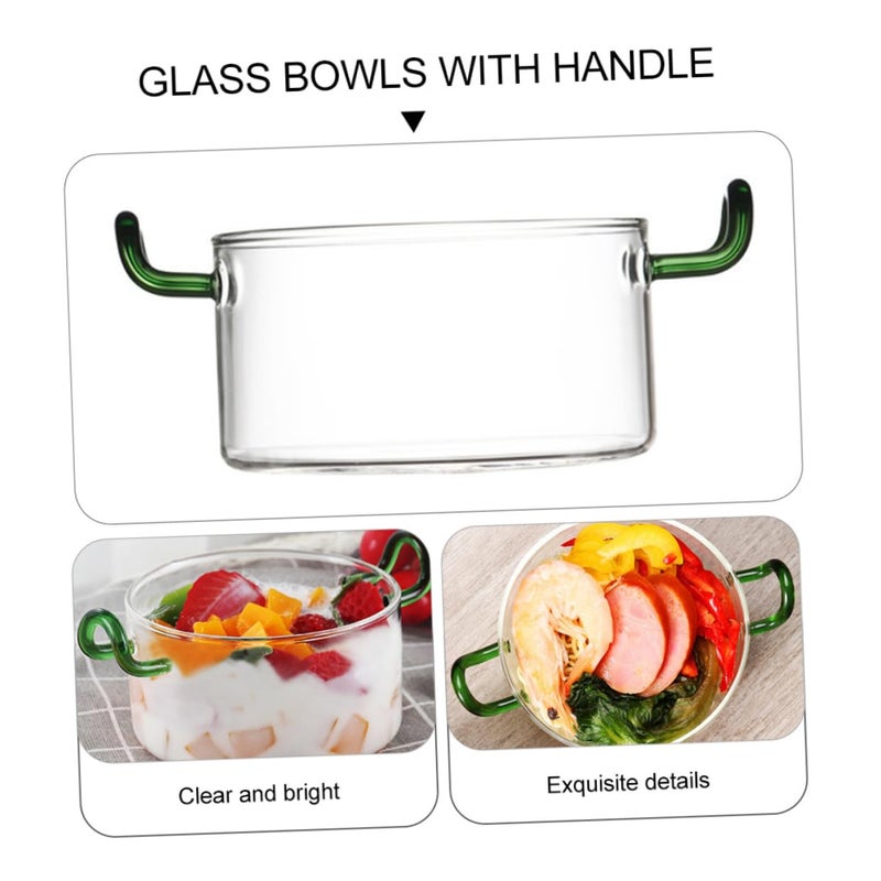 Heat Resistant Glass Serving Bowl with Handles for Salad Fruit Dessert Soup Kitchen - Image 3