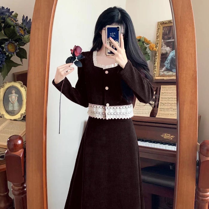 Small Black Skirt Dress High Waist Slimming Base Skirt Early Spring New Ancient Temperament Black Red - Image 1