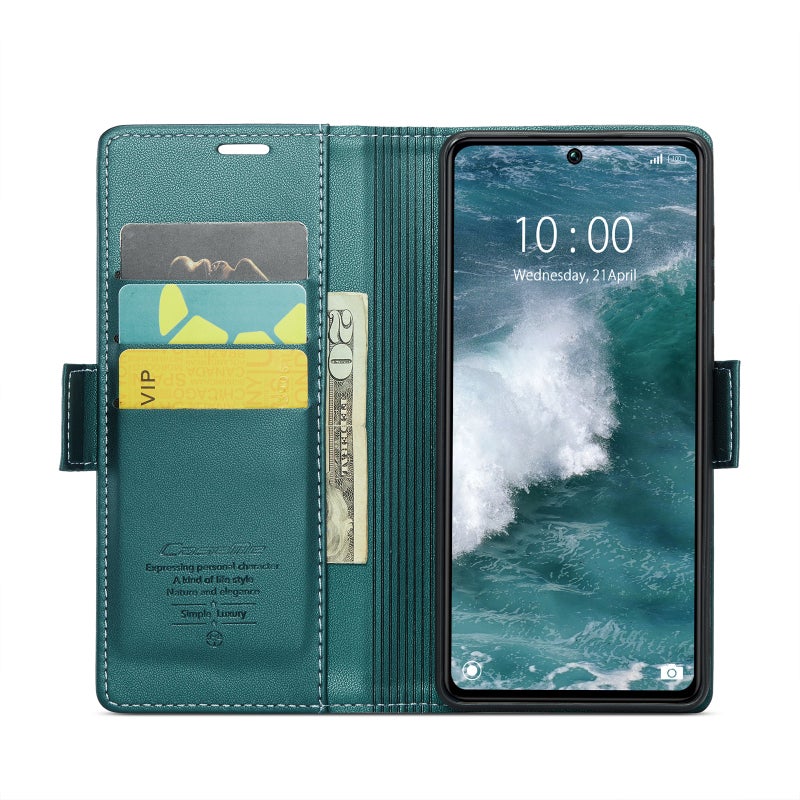 HuHa Protective Cover For Xiaomi Redmi Note 13 Pro 5G CaseMe 023 Butterfly Buckle Litchi Texture RFID Anti-theft Leather Phone Case(Pearly Blue) - Image 4