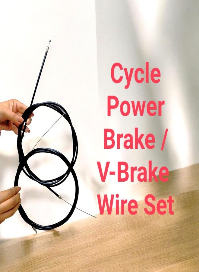 CYIDER Cycle V Brake Wire Set - 120cm Rear Long and Front 56 cm Long Durable Power Brake Wire & Cable - Cycle Brake Wire Cable Outer Set for V Brake Calipers, Back & Power Brake Systems - Black - Image 2