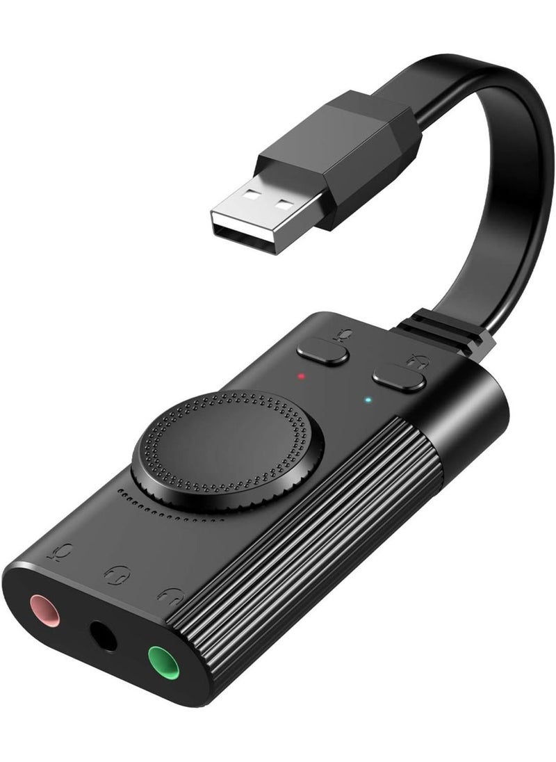 Generic - USB Sound Card, TechRise External Sound Card with Volume Control, USB to 3.5mm Jack Audio Adapter for Windows, Mac, PC, Laptop, Desktop, Headset, Switch and More, Plug & Play No Drivers Needed - Image 1