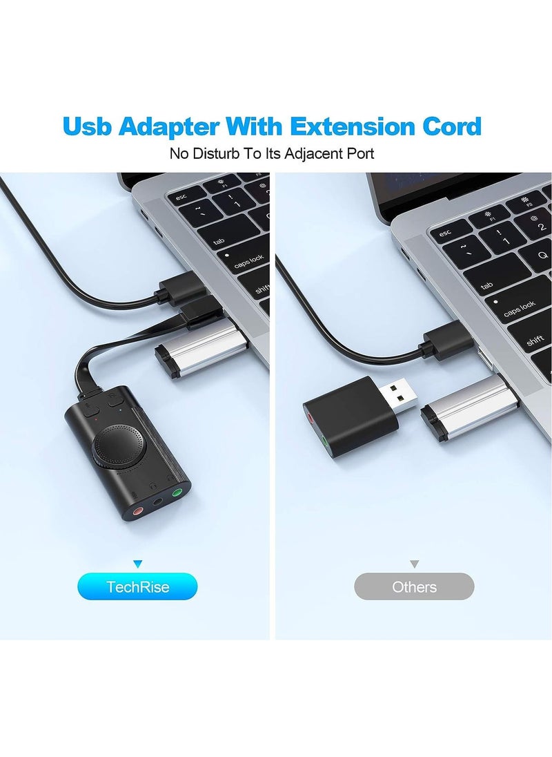 Generic - USB Sound Card, TechRise External Sound Card with Volume Control, USB to 3.5mm Jack Audio Adapter for Windows, Mac, PC, Laptop, Desktop, Headset, Switch and More, Plug & Play No Drivers Needed - Image 1