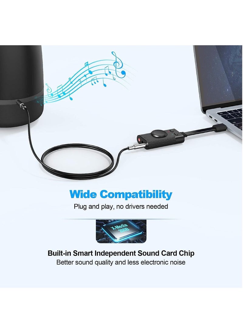 Generic - USB Sound Card, TechRise External Sound Card with Volume Control, USB to 3.5mm Jack Audio Adapter for Windows, Mac, PC, Laptop, Desktop, Headset, Switch and More, Plug & Play No Drivers Needed - Image 1