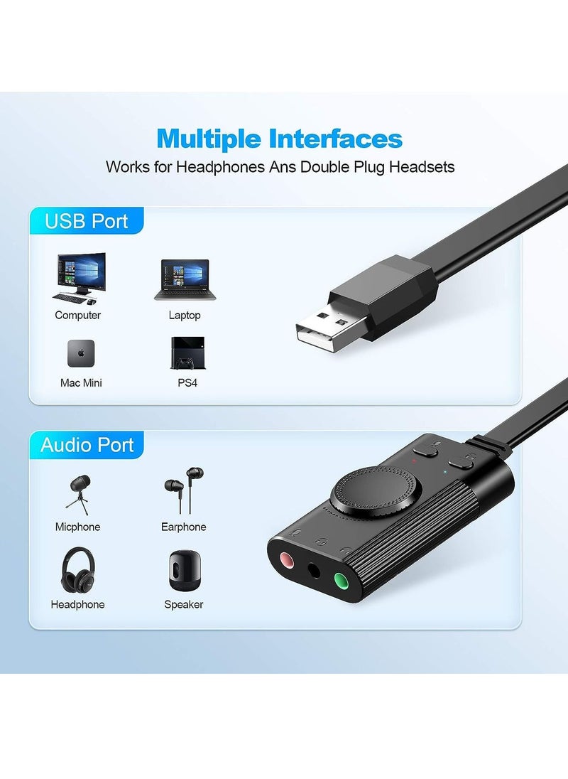Generic - USB Sound Card, TechRise External Sound Card with Volume Control, USB to 3.5mm Jack Audio Adapter for Windows, Mac, PC, Laptop, Desktop, Headset, Switch and More, Plug & Play No Drivers Needed - Image 1