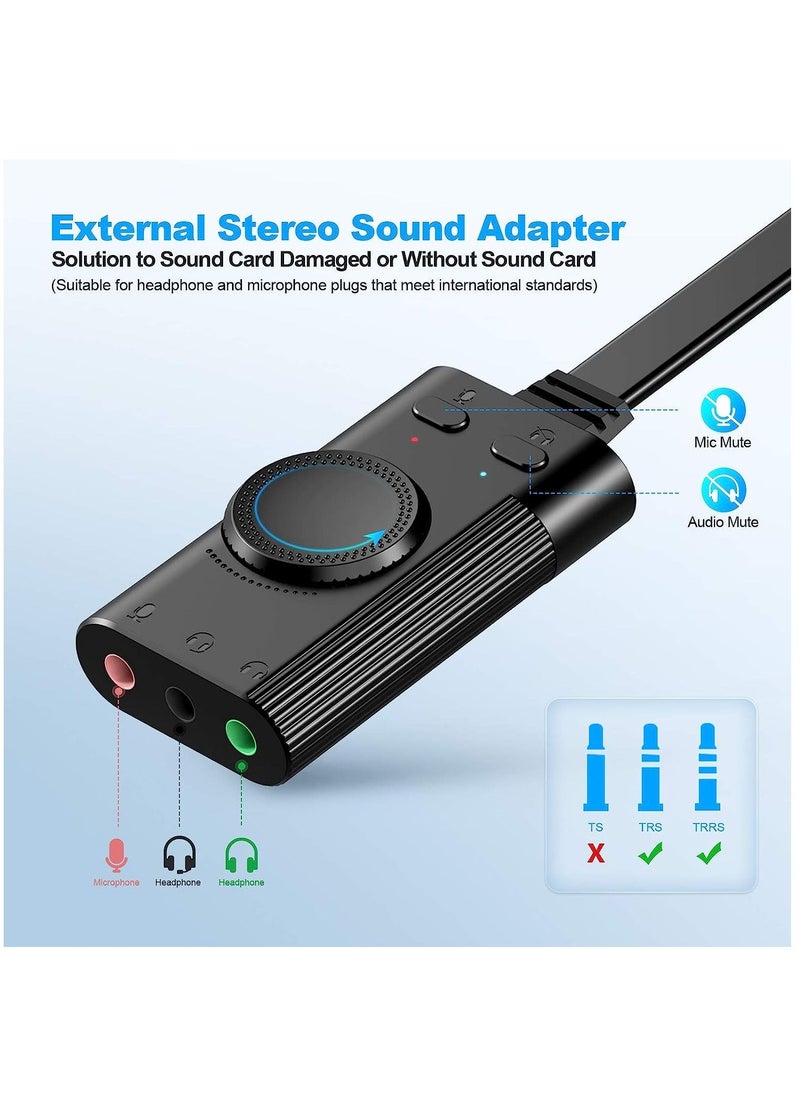 Generic - USB Sound Card, TechRise External Sound Card with Volume Control, USB to 3.5mm Jack Audio Adapter for Windows, Mac, PC, Laptop, Desktop, Headset, Switch and More, Plug & Play No Drivers Needed - Image 1