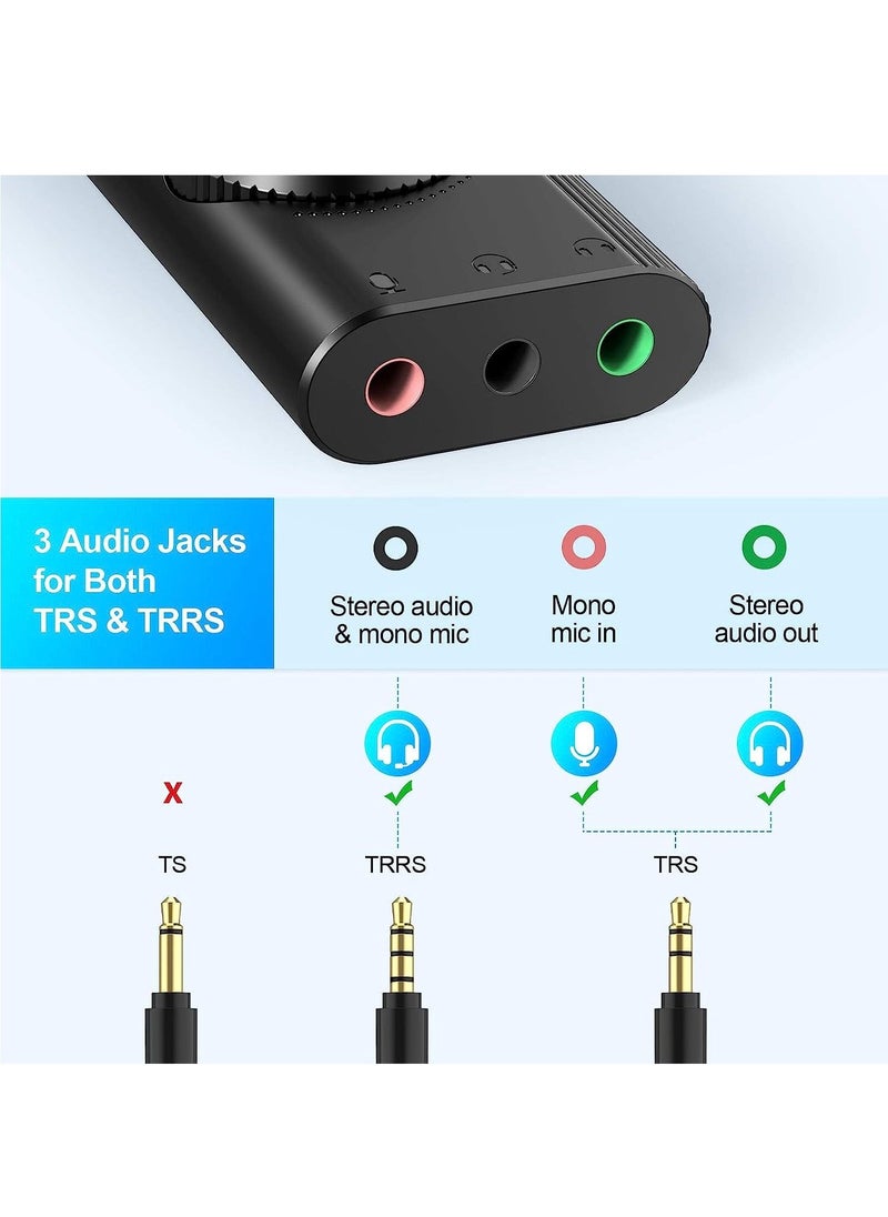 Generic - USB Sound Card, TechRise External Sound Card with Volume Control, USB to 3.5mm Jack Audio Adapter for Windows, Mac, PC, Laptop, Desktop, Headset, Switch and More, Plug & Play No Drivers Needed - Image 1