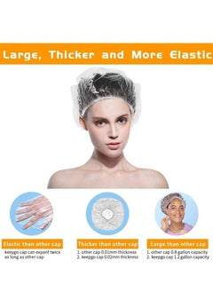 SKY-TOUCH 100pcs Shower Cap Disposable, Bath Caps Thick Waterproof High Density Elastic Big Hair Caps for Women Men Travel Spa Hotel Hair Solon Home Use High Quality  - Image 2