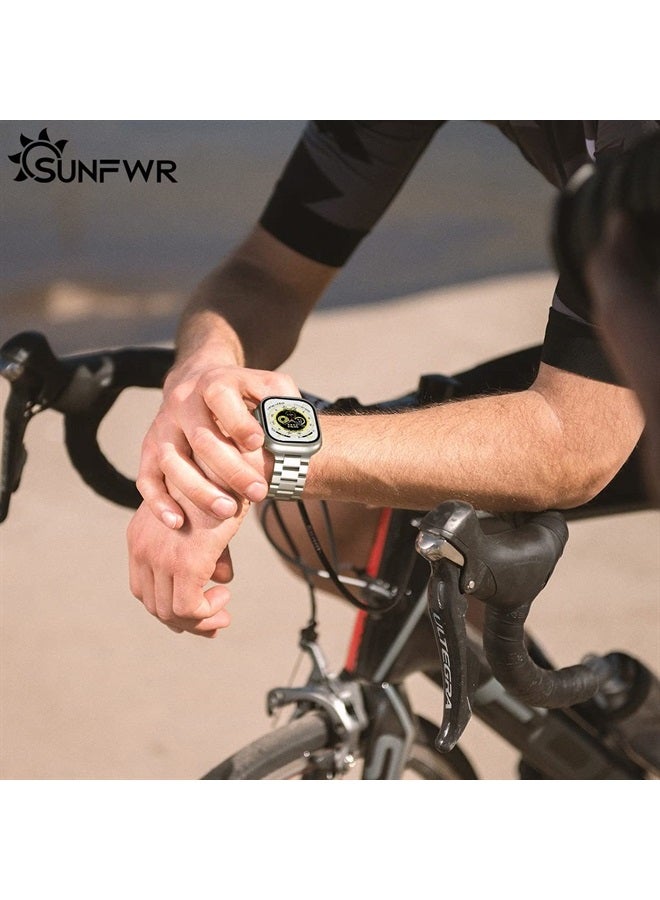 SUNFWR Compatible with Apple Watch Band 49mm for Men Women, Stainless Steel Metal iWatch Band with Case for Apple Watch Ultra (Starlight, 49mm) - Image 3