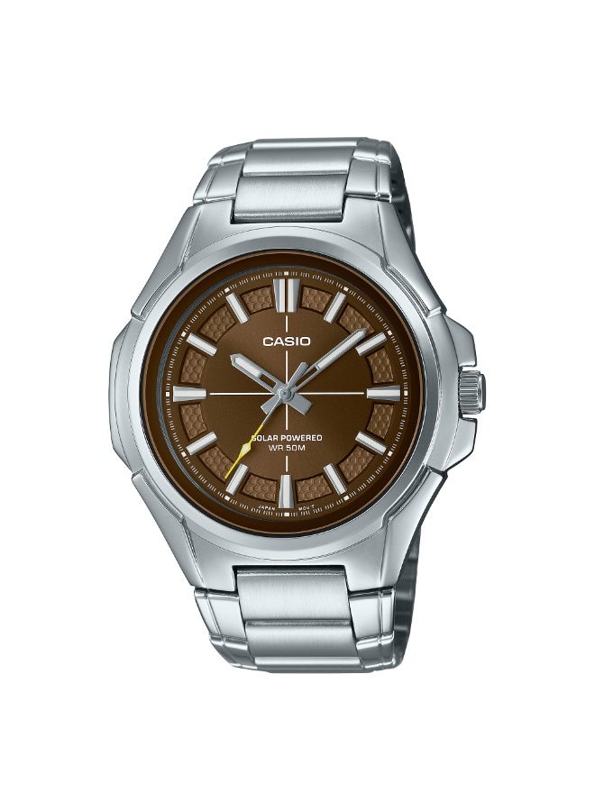 Casio Analog Solar Brown Dial Stainless Steel Men's Watch MTP-RS100D-5AV - Image 1