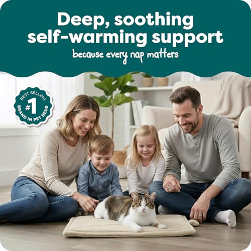 FurHaven ThermaNAP Self Warming Cat Mat Dog Bed for Crates with SelfWarming Technology for Cozy Rest Fully Machine Washable Small Plush Faux Fur Cream - Image 3