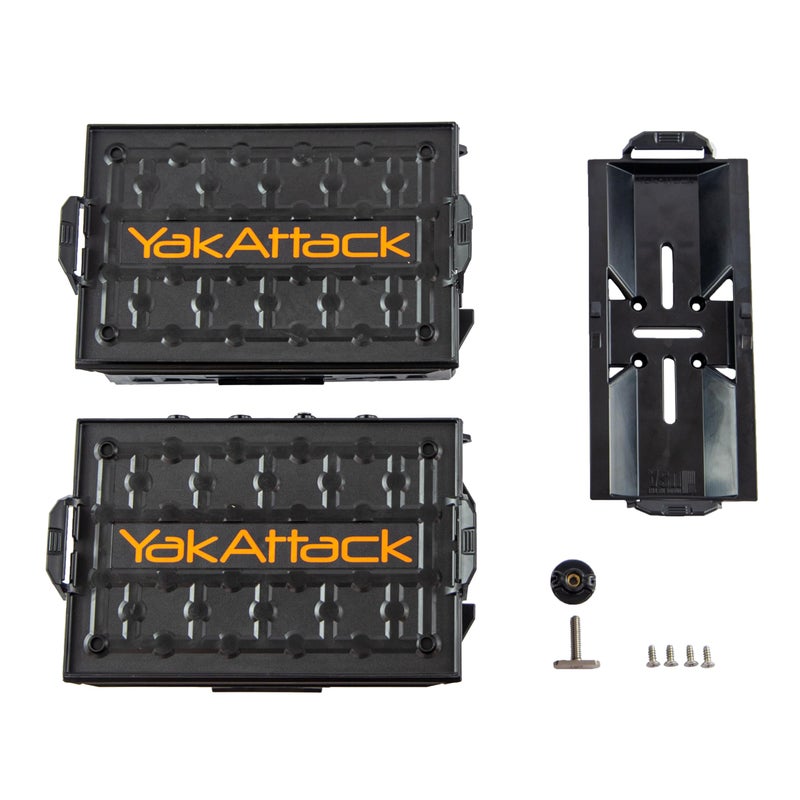 YakAttack TracPak Combo Kit, Set of Two Stacking Fishing Gear Storage Boxes with Track Mount Base, Black (SSO-1002) | Kayak Fishing Accessories - Image 2